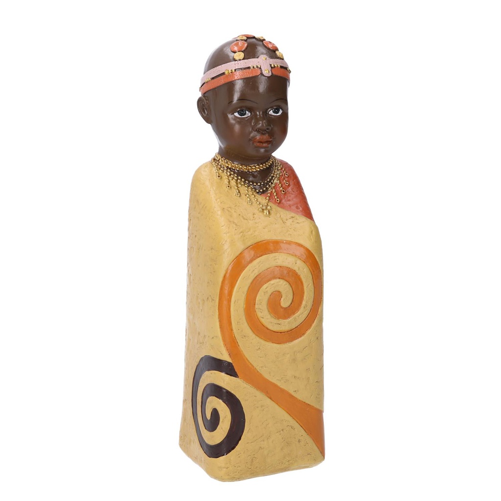Statua ceramica bimbo africa giallo cm 8x8h26