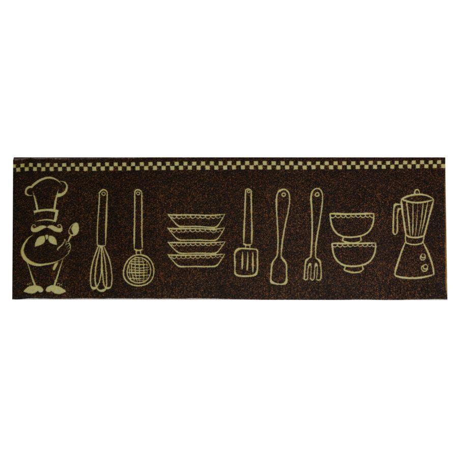 Tappeto pvc cucina marrone posate cm 120x50x0.6