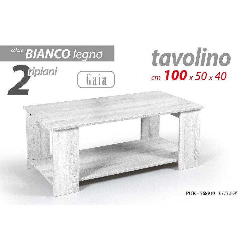 Tavolino basso bianco salotto cm 100 x 50 x 40 h