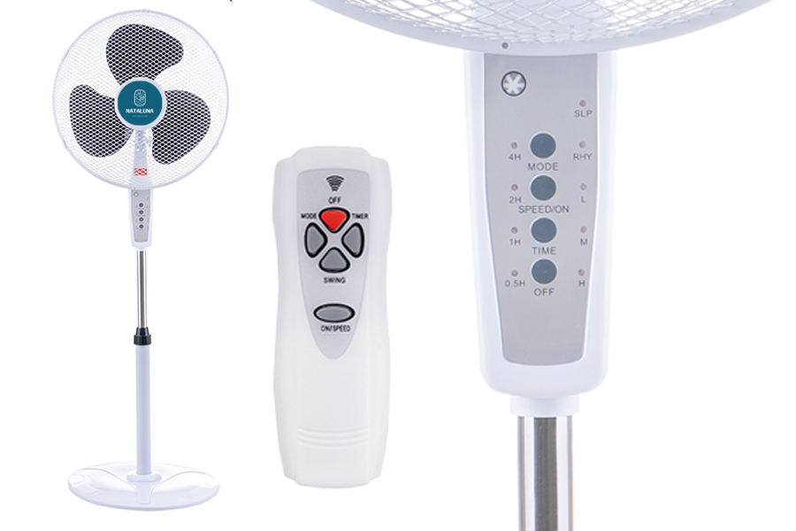 Ventilatore C/Telec.  Base 40 Bianco  Inclinazione  Regolabile 3 Pale In Alluminio