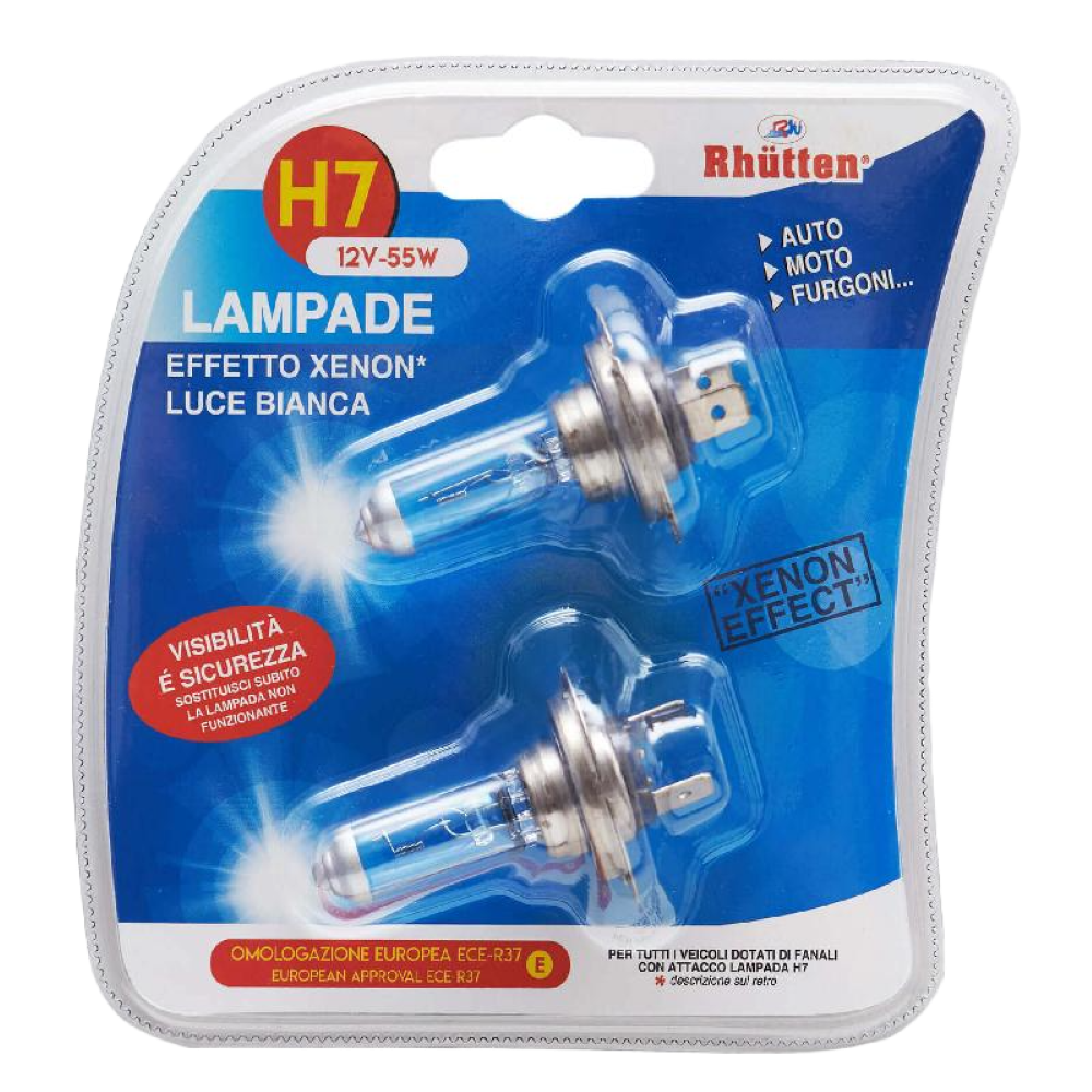 Lampade Xenon H7 X2 - Omologazione Europea Ece-R37, Attacco Lampada H7, 12V-55W