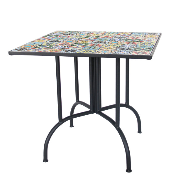 Tavolino Quadrato Mosaico Flower 80x80 cm
