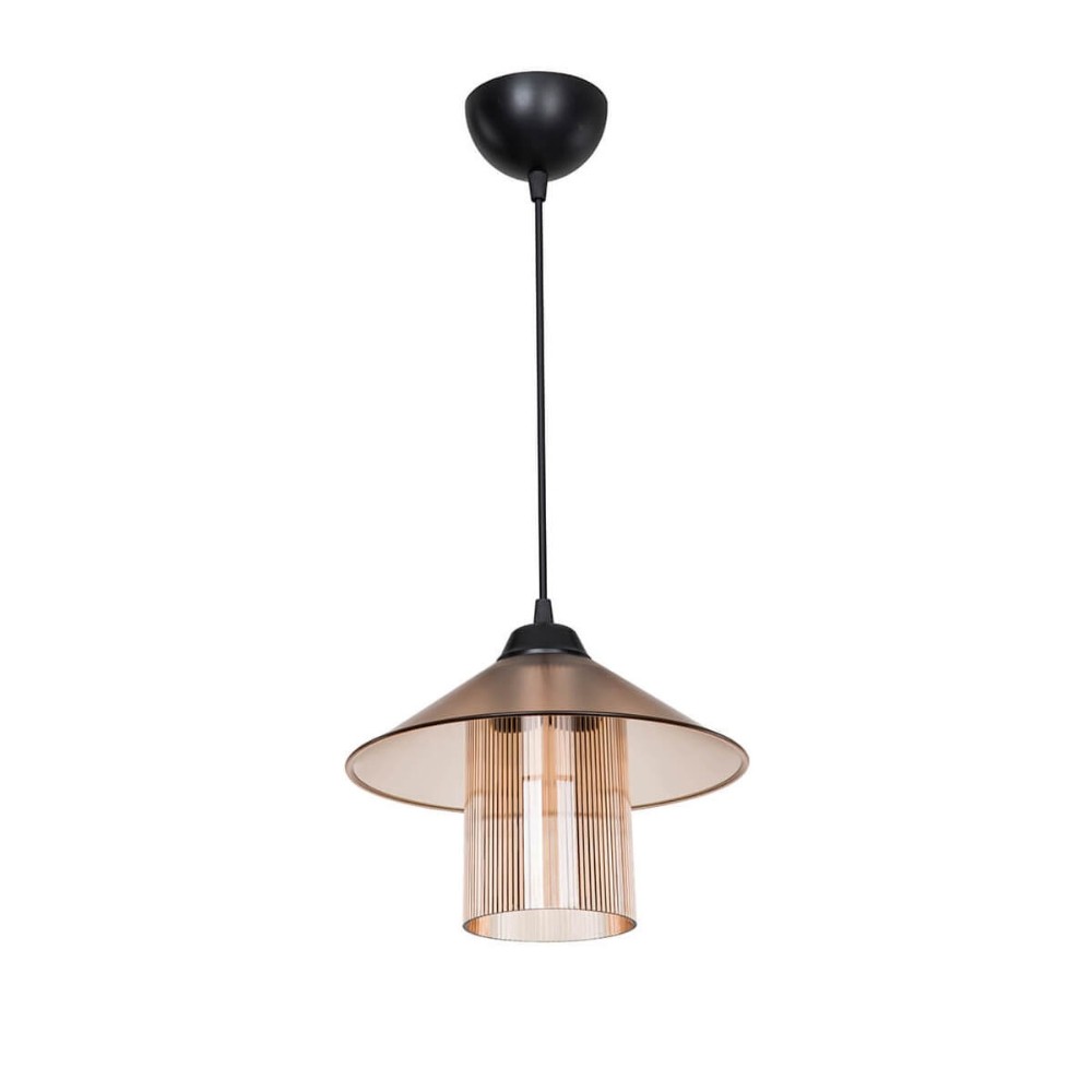 Lampada da soffitto Inka ASZ1464 con paralume in plastica ambrata H60xL25.5