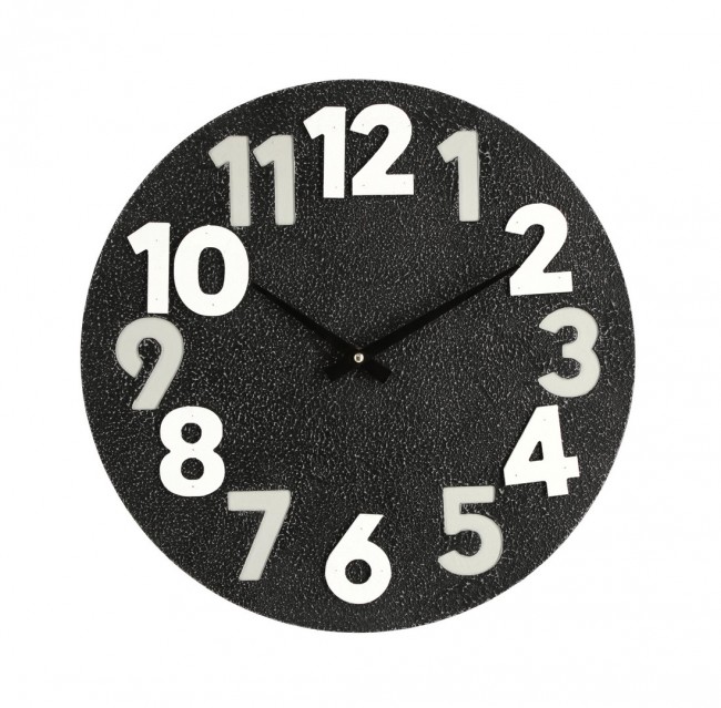 4x Orologio da parete nero D.40x4,5h in legno