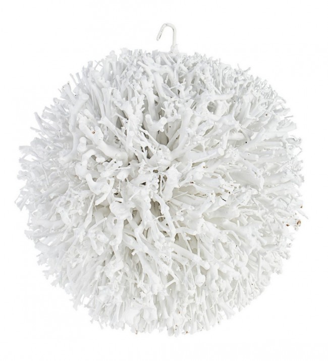 4x Decorazione sfera tea tree bianco D.38