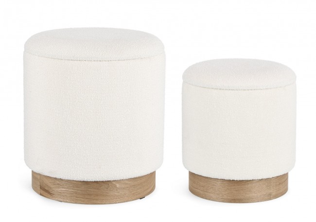 Pouf contenitore bianco D.30.5x35h, D.37x42h