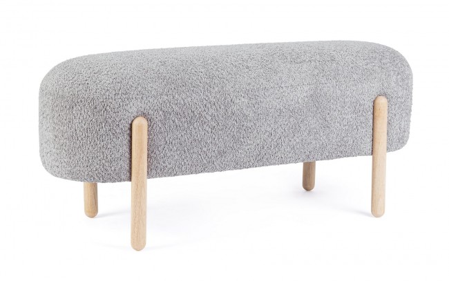 Panca grigia chiaro 108x41.5x48 in bouclé