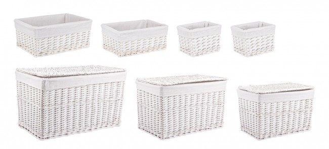 Set di contenitori bianchi 19x15x14h, 37x25x16h, 43x31x18h, 50x33x34h, 60x39x39h, 72x45x44h