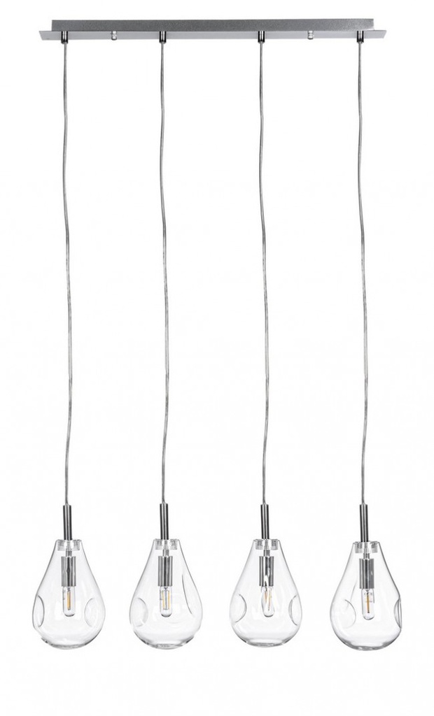 Lampadario 4 luci 75x15x120h trasparente argento