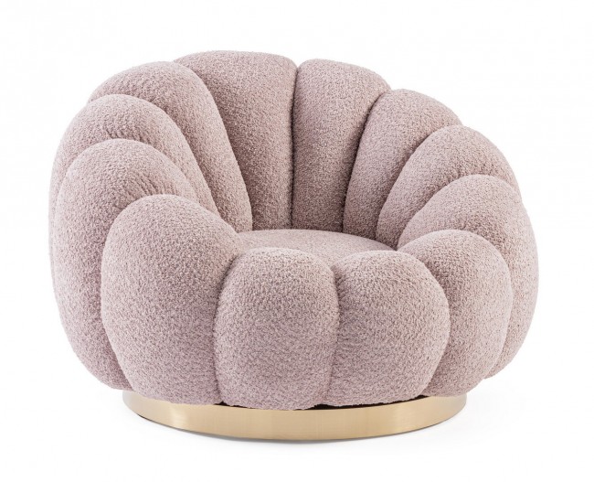 Poltrona girevole florel rosa antico 86x62x72