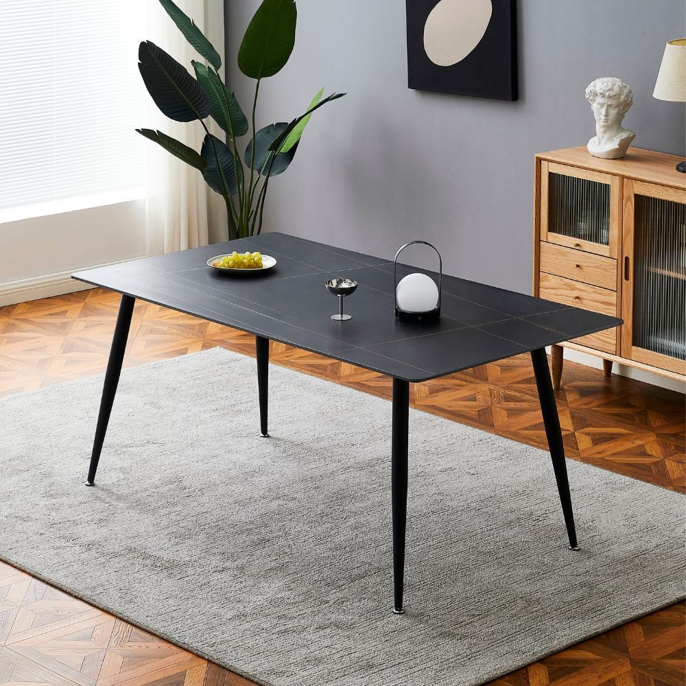 Tavolo 140x80 ceramica effetto marmo nero
