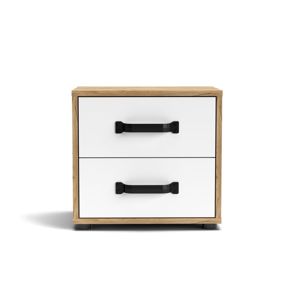 Comodino rovere e bianco 43,6x32x41 cm