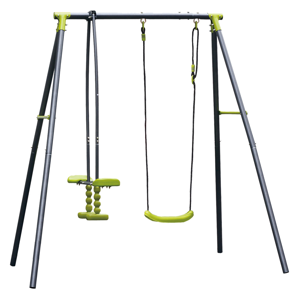  Altalena Con Cavalcabile Baby Swing Set 2 Posti - Cm 195 X 153 X H 195 Lif
