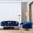 Divano 3 posti blu 250x88x88 cm
