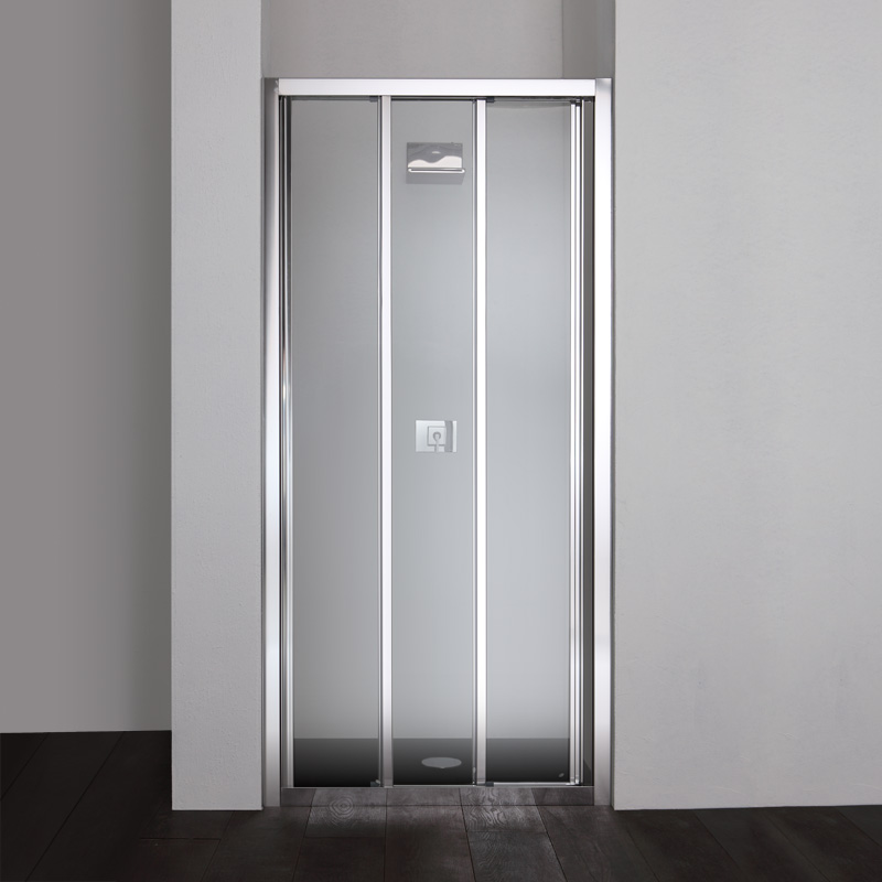 Porta nicchia doccia 90 cm tre ante trasparenti
