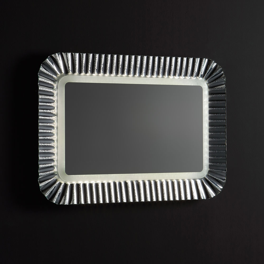 Specchio con cornice in vetro argento 94x68
