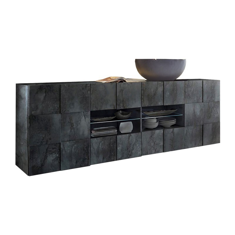 (3c) Madia 2 ante 4 cassetti in finitura ossido L.241 P.43 H.84 cm(ARTICAM2A4COS)