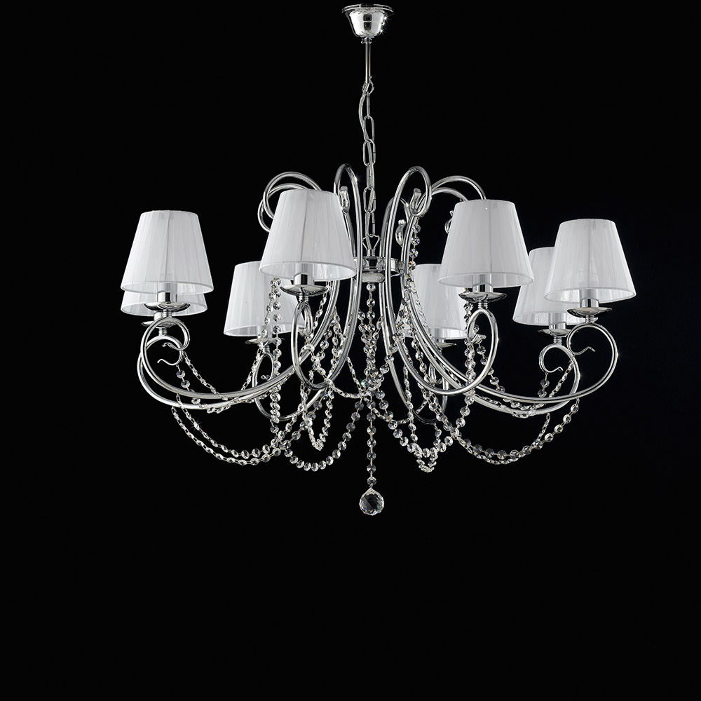 Lampadario in ferro cromato 8 luci Ø78 x H.58