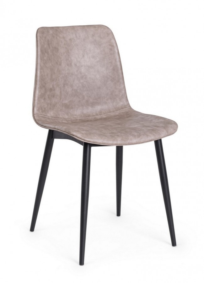 2x Sedia Kyra Nero Pu Beige Vintage  
