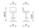 2x Sgabello in microfibra beige con struttura in metallo 39x45x86/102h cm