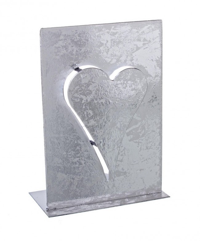 8x P. Candela Cuore Stand Metal Argento