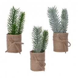 [19625927] Albero di natale mini in sacco di juta assortito 5x h15 cm pz 1 