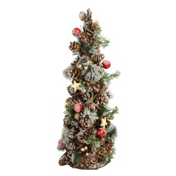 [V6327950000] Albero innevato con bacche rosse e pigne cm ø19h50