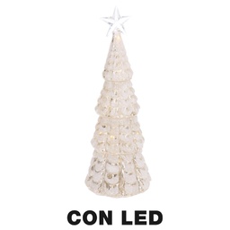 [V6319840000] Albero led vetro con stella bianco cm ø9,5h26