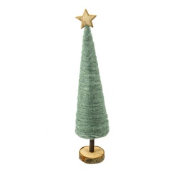 [V6079320000] Albero legno tessuto verde con stella tondo cmø9h42