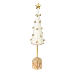 [V6195440000] Albero metallo bianco con stella oro cmø7h33