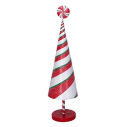 [V6160260000] Albero metallo caramella spirale rosso cm12,8x12h46