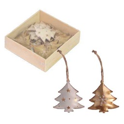 [V6195730000] Albero metallo confezione 8pz bianco oro cm10x10h3