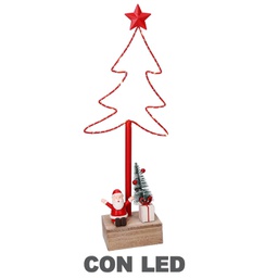 [V6156380000] Albero metallo led con babbo natale rosso cm7x15h39