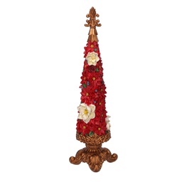 [V6159490000] Albero resina con fiori rosso cm13x13h47,5