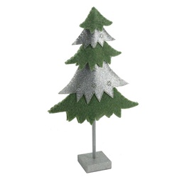 [V6089840000] Albero tessuto verde e argento cm21x7h41