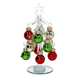[V6175200000] Albero vetro trasparente con sfere cm11,7x8,7h17