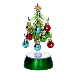 [V6175210000] Albero vetro verde con sfere cm12x10h19