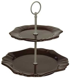 [V9171650000] Alzata 2 ripiani carrube we-5099 cm. 23x 23 h 32,5