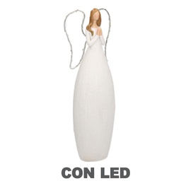[V6138780000] Angelo resina bianco con led cm10x7h30