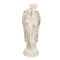 [V6138850000] Angelo resina bianco oro con lanterna cm15x11h40
