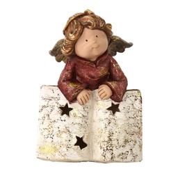 [V6327180000] Angelo resina con libro oro cm17x15,5h22,5