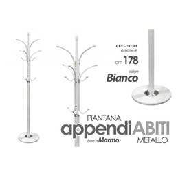 [GIC787201] Appendiabiti metallo bianco con base marmo cm 178