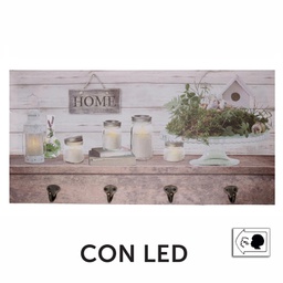 [V5924990000] Appendino legno 8 posti con led lanterna cm 60x30x1