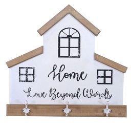 [V5924600000] Appendino legno metallo breslavia 3 posti bianco cm 60x56x7