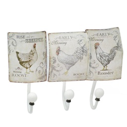 [V5917870000] Appendino metallo 3 posti bianco gallo cm30x21x8