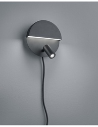 [TRIO222370232] Applique Moderna Doppia Emissione Mario Nero Con Faretto Orientabile Trio Lighting