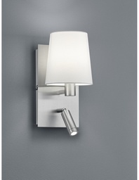 [TRIO271470207] Applique Moderna Paralume Bianco e Spot Led Marriot Nichel Trio Lighting