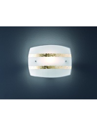 [TRIO208700179] Applique Paralume Vetro Decoro Foglia Oro Nikosia Trio Lighting