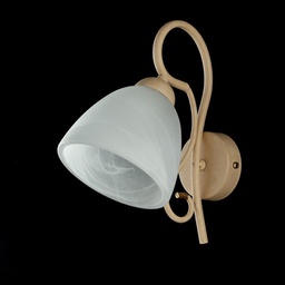[BL232-AP1-AV] Applique in ferro Avorio una luce paralume in vetro Alabastro Bianco 22x h25 cm