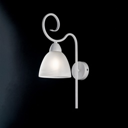 [BL241-AP1-BCO] Applique in ferro Bianco shabby paralume in vetro Bianco una luce 22x h38 cm